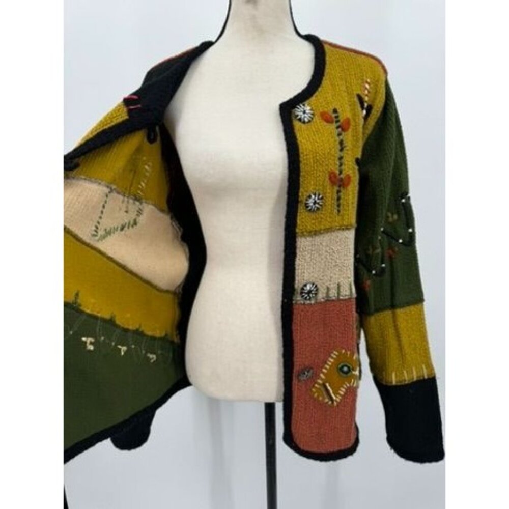 Indigo Moon Embroidered Patchwork Cardigan - image 2